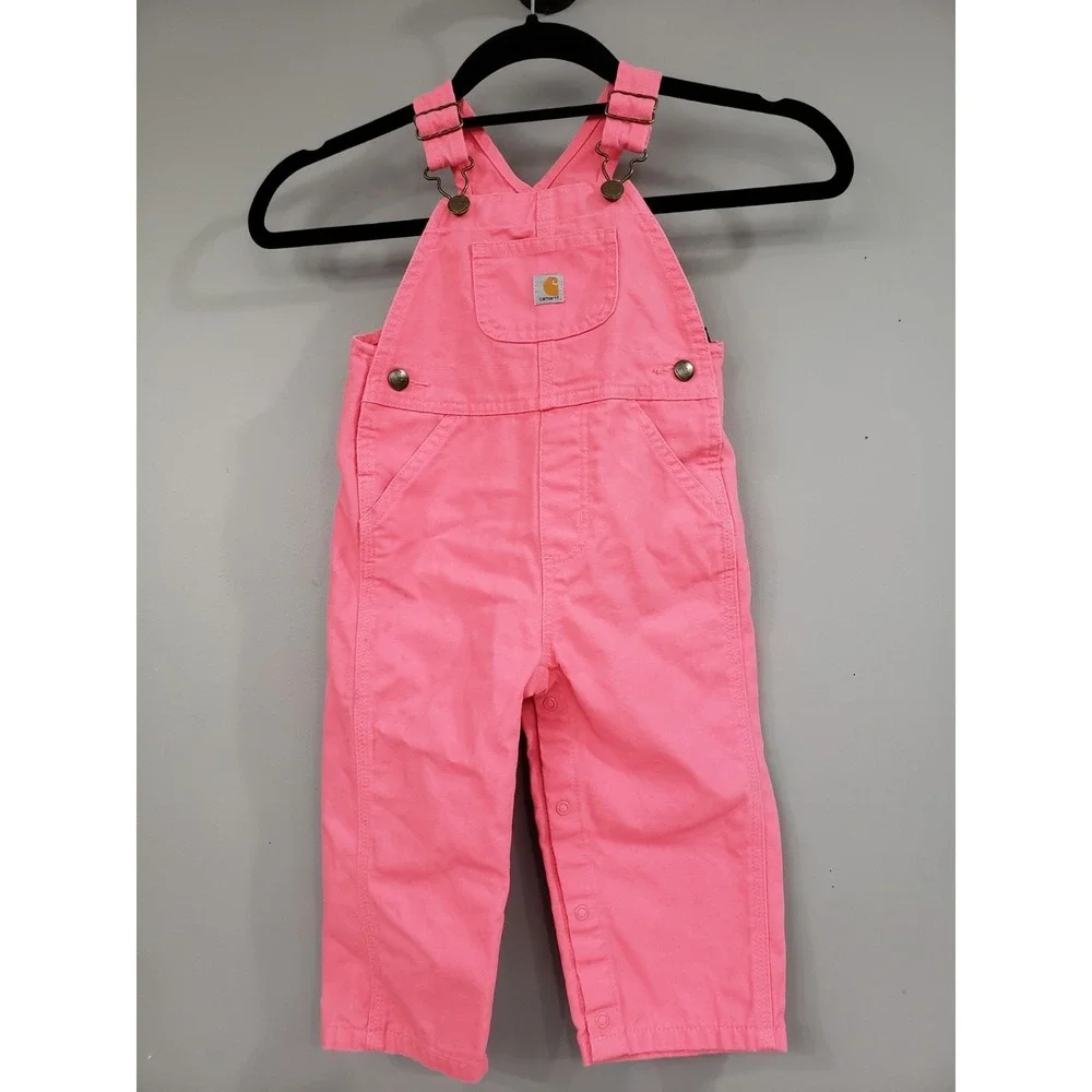 Carhartt‎ Baby Girl Pink Overalls 18 Months Snap Bottom Toddler